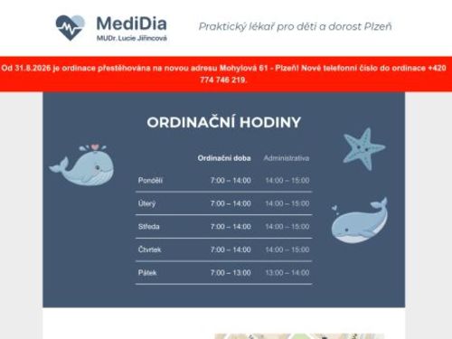 Praktický lékař pro děti a dorost MediDia - MUDr. Lucie Jiřincová
