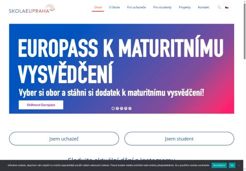 Webové stránky ŠKOLA EU PRAHA, střední odborná škola a gymnázium, Praha