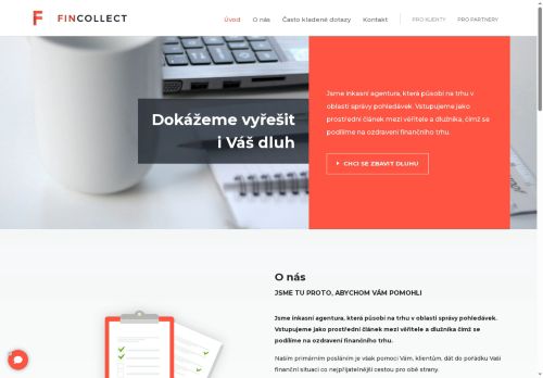 Webové stránky Fincollect SE, Praha
