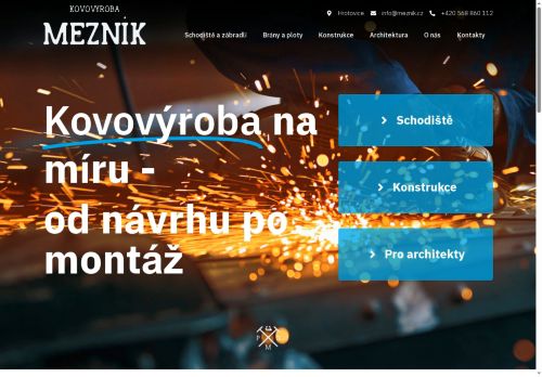 Webové stránky KOVOVÝROBA MEZNÍK s.r.o., Hrotovice