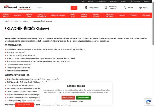 Webové stránky PRVNÍ CHODSKÁ s.r.o., Klatovy
