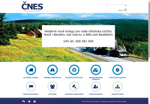 Webové stránky ČNES dopravní stavby, a.s., Kladno
