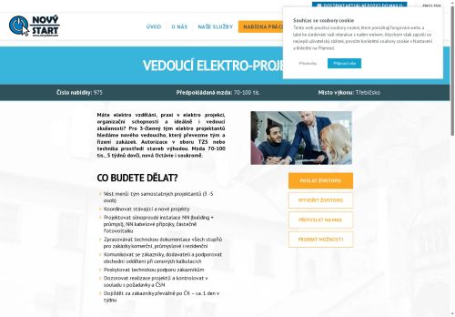 Webové stránky NOVÝ START, personální agentura s.r.o., Třebíč
