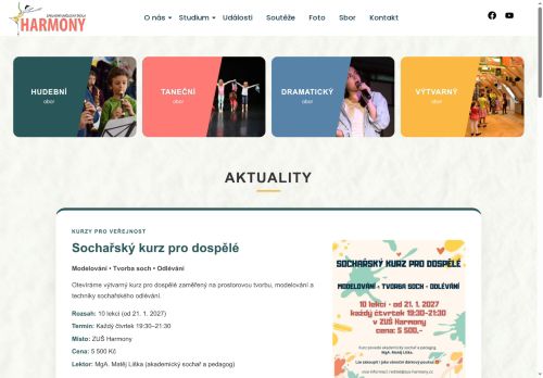 Webové stránky Základní umělecká škola Harmony, o.p.s., Dolní Břežany