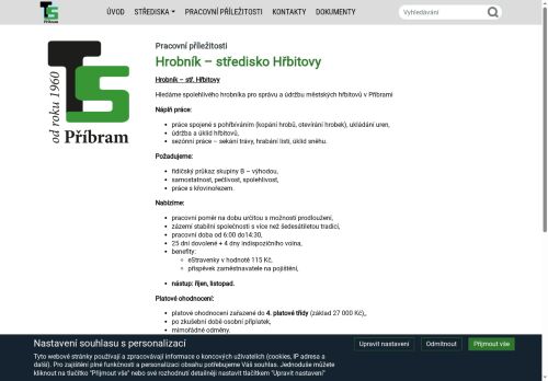 Webové stránky Technické služby města Příbrami, p.o., Příbram