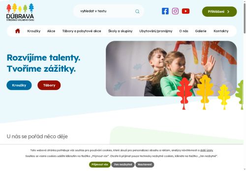 Webové stránky Středisko volného času Dúbrava, příspěvková organizace, Hodonín