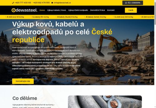 Webové stránky DeWasteel s.r.o., Měnín