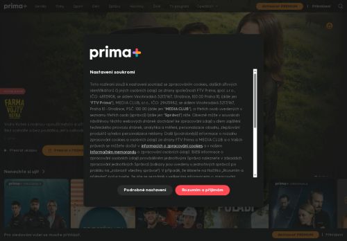 Webové stránky FTV Prima, spol. s r.o., Praha