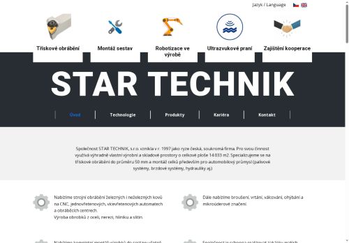 Webové stránky STAR TECHNIK, s.r.o., Ždánice