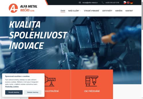 ALFA-METAL Nečas s.r.o. nabízí práci na pozici Seřizovači a obsluha číslicově řízených strojů (m/ž) v obci Žernovník