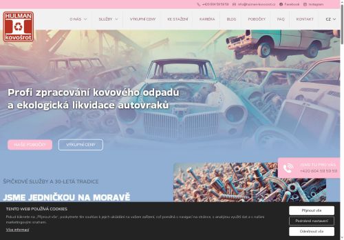 Webové stránky HULMAN - kovošrot s.r.o., Pohořelice