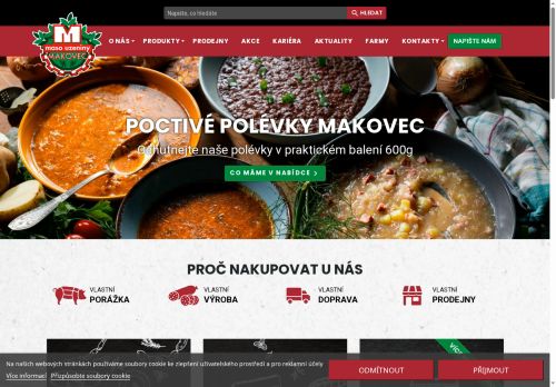 Webové stránky MAKOVEC a.s., Velké Meziříčí
