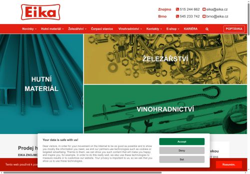 EIKA ZNOJMO, a.s. nabízí práci na pozici Prodavač - skladník hutního materiálu v obci Znojmo