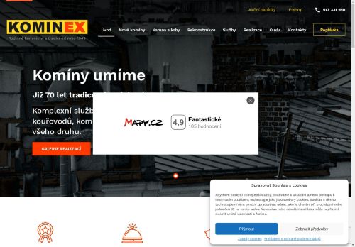Webové stránky KOMINEX CZ s.r.o., Hoštice-Heroltice