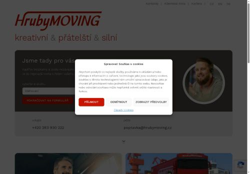 Webové stránky HrubyMOVING TRANSPORT, a.s., Kozomín