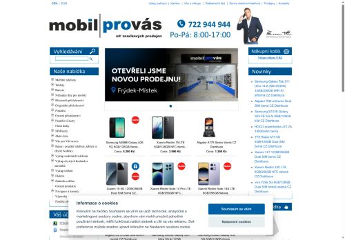 Webové stránky Mobilní telefony s.r.o., Brno