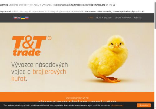Webové stránky T & T - trade Holding EU SE, Litomyšl