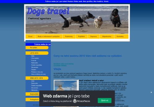 Zobrazit webové stránky Dogs travel - Hana Tomova