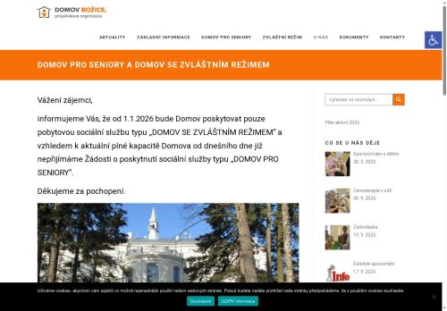 Webové stránky Domov Božice, příspěvková organizace, Božice