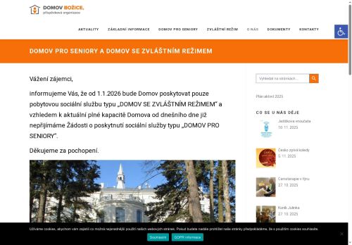 Webové stránky Domov Božice, příspěvková organizace, Božice