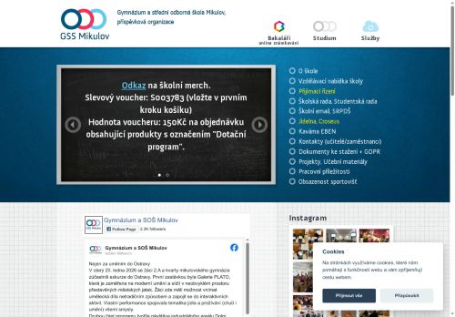 Webové stránky Gymnázium a Střední odborná škola Mikulov, příspěvková organizace, Mikulov