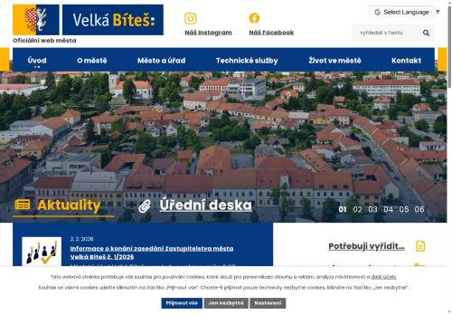 Webové stránky Město Velká Bíteš, Velká Bíteš