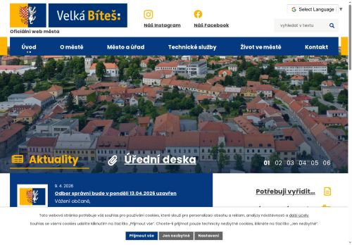 Město Velká Bíteš nabízí práci na pozici referent/referentka odboru správního v obci Velká Bíteš