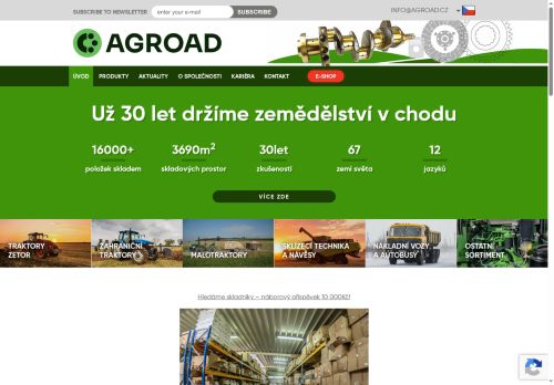 AGROAD, s.r.o. nabízí práci na pozici Skladník / skladnice v obci Kuřim