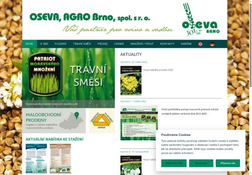 Webové stránky OSEVA,AGRO Brno, spol. s r.o., Stránecká Zhoř