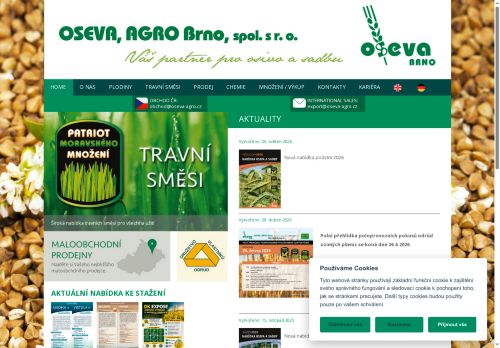 Webové stránky OSEVA, AGRO Brno, spol. s r.o., Židlochovice