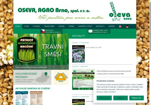 Webové stránky OSEVA, AGRO Brno, spol. s r.o., Židlochovice