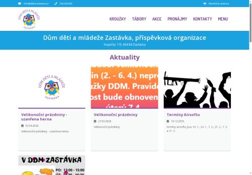 Zobrazit webové stránky Dům dětí a mládeže Zastávka