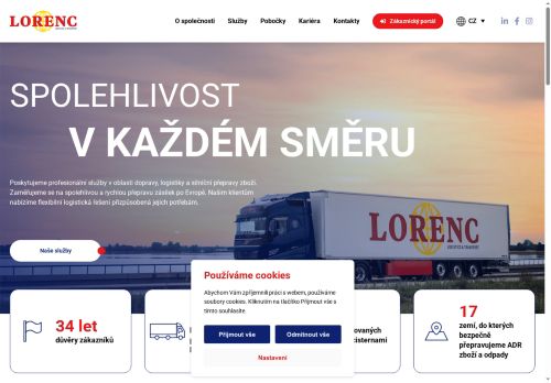 Webové stránky Lorenc Logistic, s.r.o., Klatovy