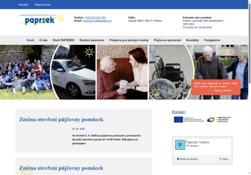Zobrazit webové stránky Klub PAPRSEK Vyškov 