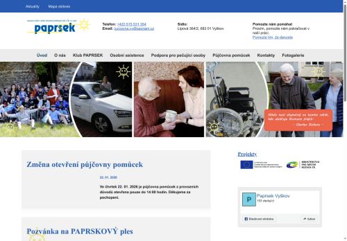 Zobrazit webové stránky Klub PAPRSEK Vyškov 