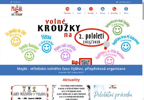 Zobrazit webové stránky Maják - Středisko volného času Vyškov, příspěvková organizace