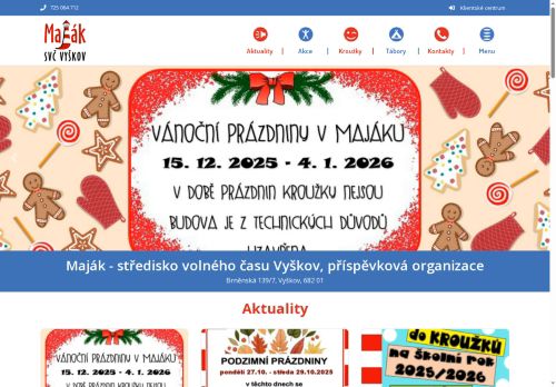 Zobrazit webové stránky Maják - Středisko volného času Vyškov, příspěvková organizace
