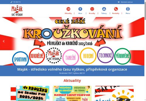 Zobrazit webové stránky Maják - Středisko volného času Vyškov, příspěvková organizace