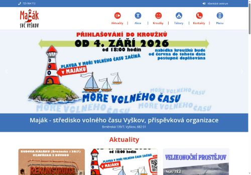 Zobrazit webové stránky Maják - Středisko volného času Vyškov, příspěvková organizace