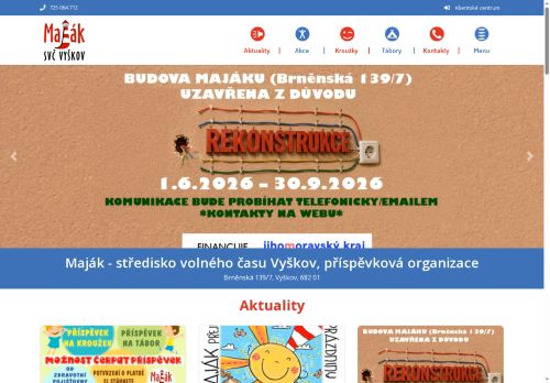 Zobrazit webové stránky Maják - Středisko volného času Vyškov, příspěvková organizace