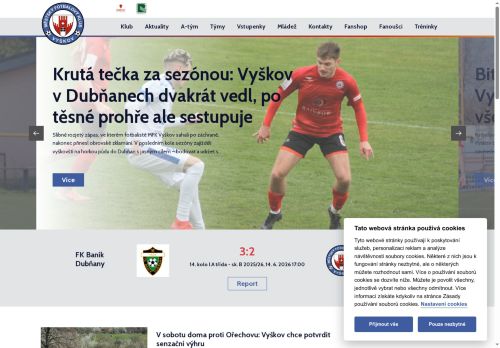 Zobrazit webové stránky Městský fotbalový klub Vyškov