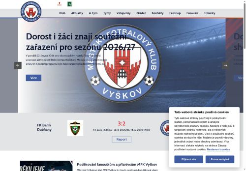 Zobrazit webové stránky Městský fotbalový klub Vyškov