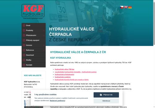Webové stránky KGF HYDRAULIKA s.r.o., Brno