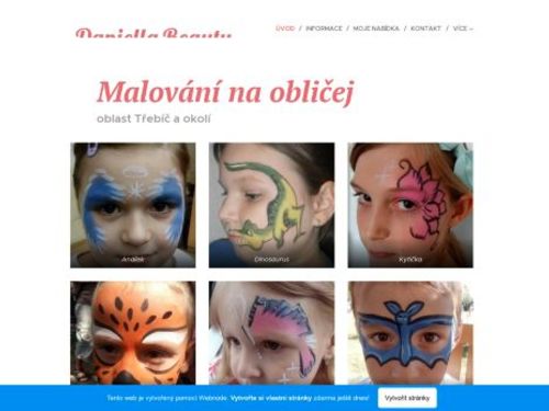 Malování na obličej, dočasné tetování JAGUA Třebíč Daniella Beauty