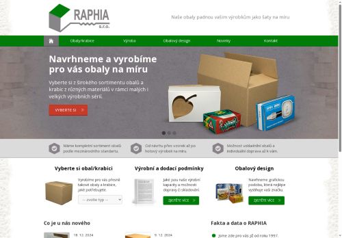 Webové stránky RAPHIA s.r.o, Kuřim