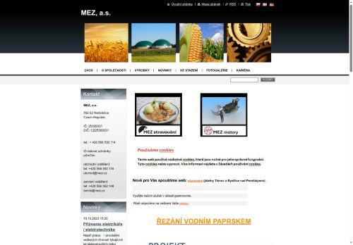Webové stránky MEZ,a.s., Nedvědice
