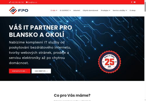 FPO s.r.o. nabízí práci na pozici senior technik internetu (m/ž) v obci Blansko