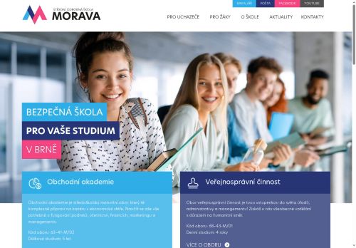 Webové stránky Střední odborná škola MORAVA o.p.s., Brno