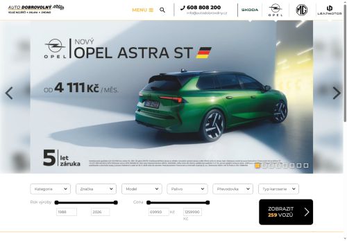 Webové stránky AUTO DOBROVOLNÝ V.M. s.r.o., Velké Meziříčí