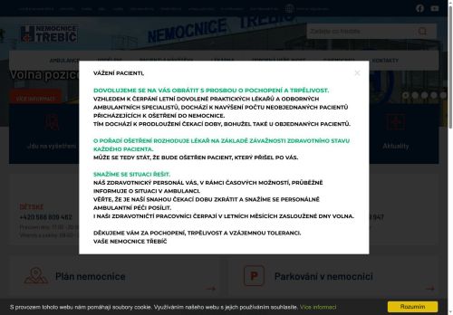Webové stránky Nemocnice Třebíč, příspěvková organizace, Moravské Budějovice